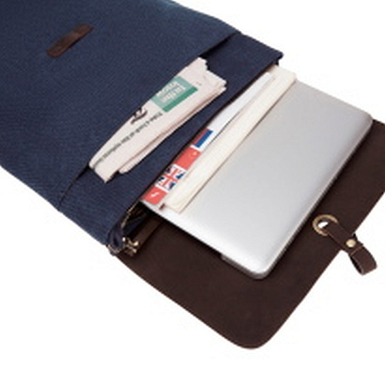 Рюкзак Dr.Koffer из канваса и натуральной кожи синий