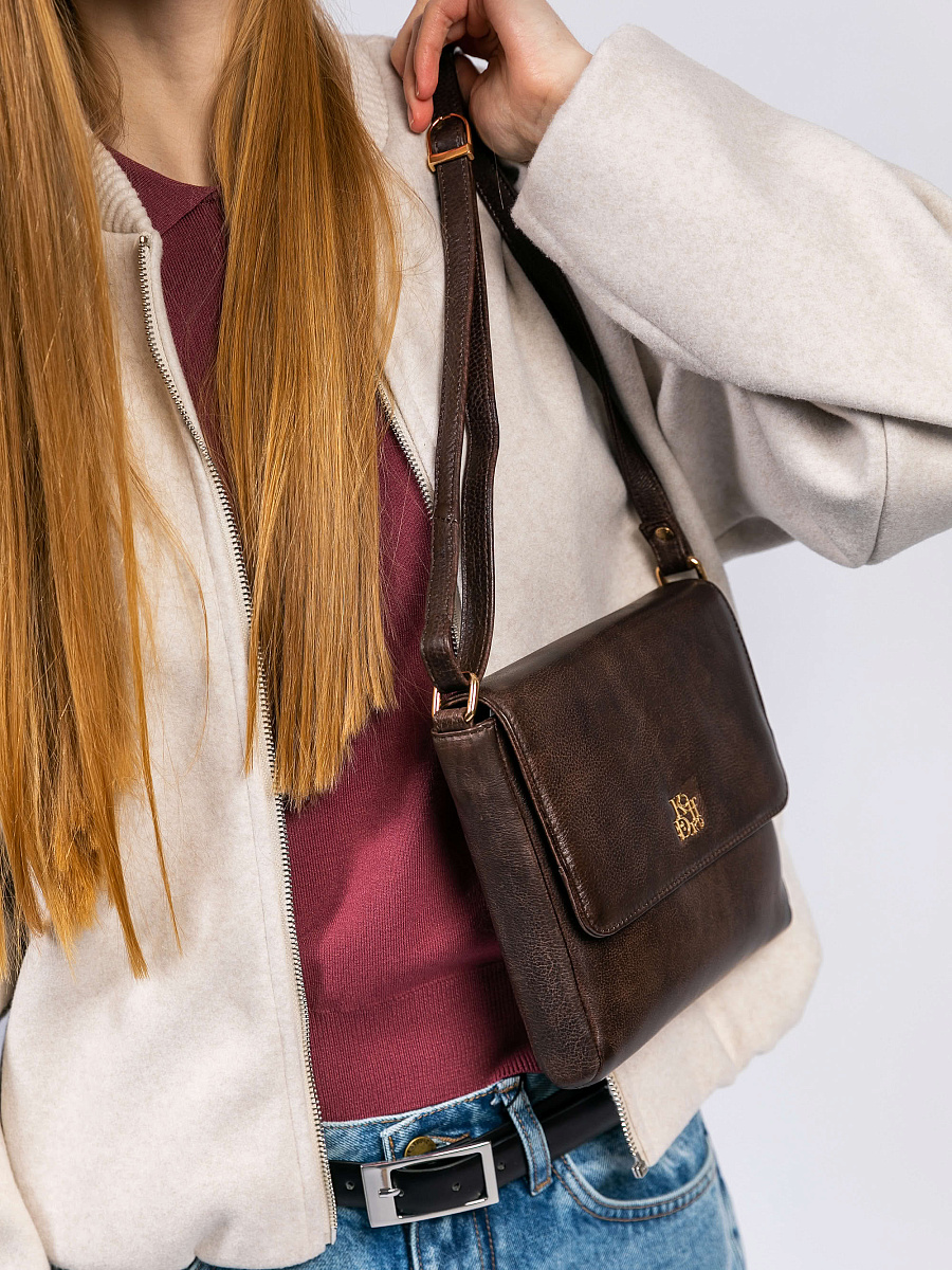 Женская сумка Dr. Koffer из натуральной кожи коричневая