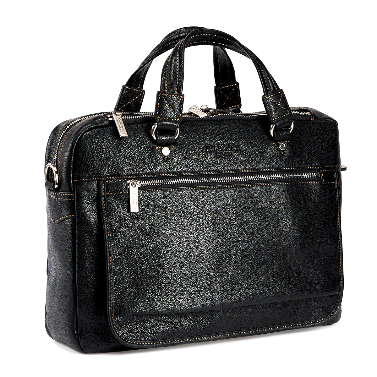 Деловая сумка Dr.Koffer из натуральной кожи черная