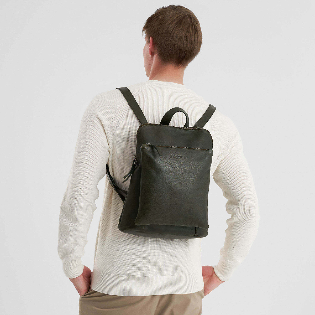 Рюкзак Dr.Koffer из натуральной кожи зеленый