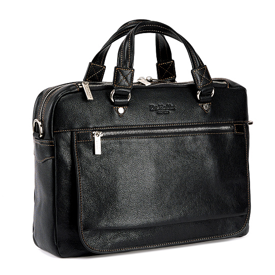 Деловая сумка Dr.Koffer из натуральной кожи черная