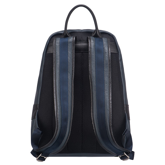 Мужской рюкзак из натуральной кожи синего цвета с отделкой из черной кожи с большим количеством карманов Dr.Koffer M402593-220-60/04