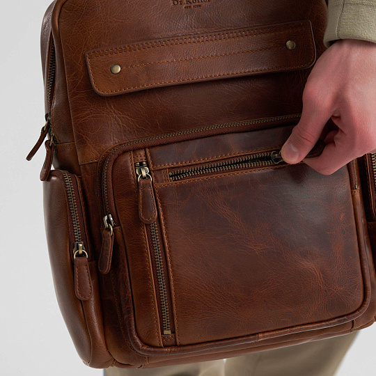 Рюкзак Dr.Koffer из натуральной кожи светло-коричневый