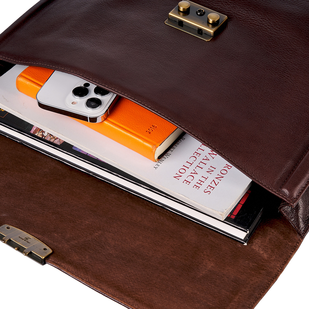 Портфель Dr.Koffer из натуральной кожи темно-коричневый