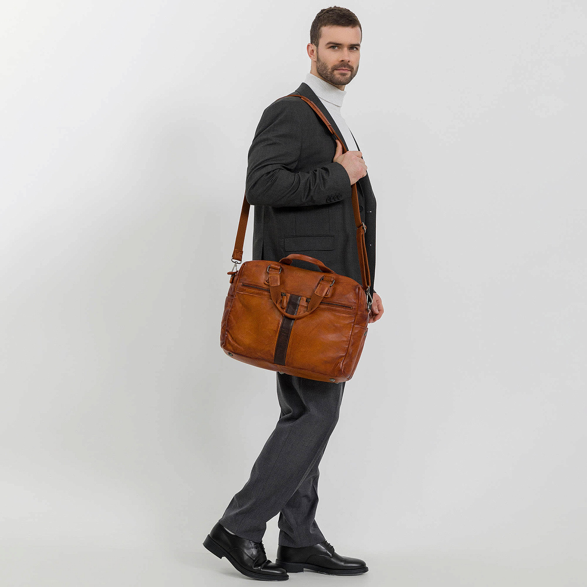 Деловая сумка Dr.Koffer из натуральной кожи коричневая