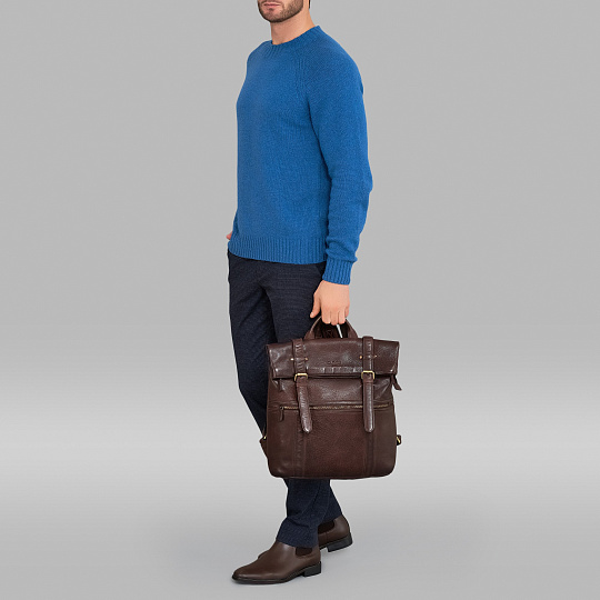 Рюкзак Dr.Koffer из натуральной кожи темно-коричневый