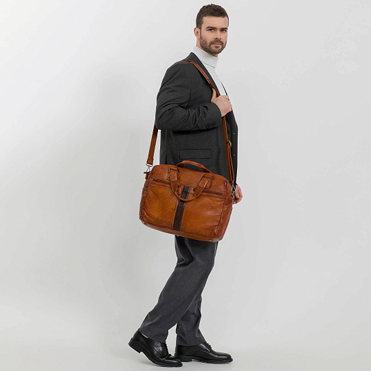 Деловая сумка Dr.Koffer из натуральной кожи коричневая