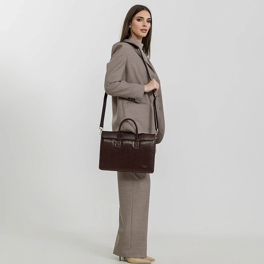 Деловая сумка Dr.Koffer из натуральной кожи темно-коричневая