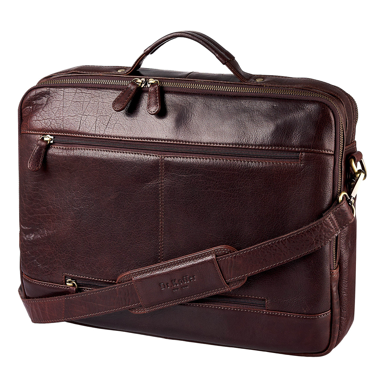 Деловая сумка Dr.Koffer из натуральной кожи темно-коричневая
