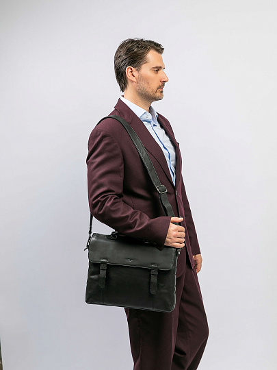 Портфель Dr.Koffer из натуральной кожи черный