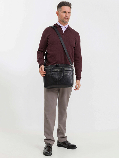 Деловая сумка Dr.Koffer из натуральной кожи черная