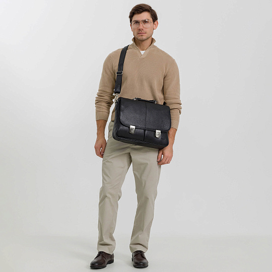 Портфель Dr.Koffer из натуральной кожи черный