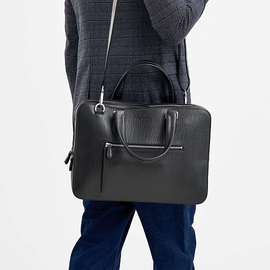 Деловая сумка Dr.Koffer из натуральной кожи черная