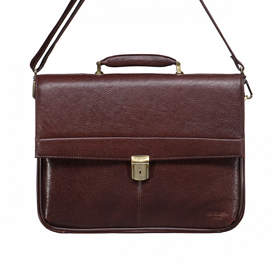 Стильный мужской портфель из зернистой кожи с папкой для нетбука (шоколадного цвета) Dr.Koffer B216180-02-09