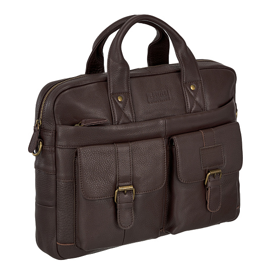 Деловая сумка Dr.Koffer из натуральной кожи темно-коричневая