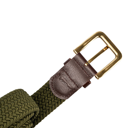 Ремень Dr.Koffer из натуральной кожи и текстиля зеленый