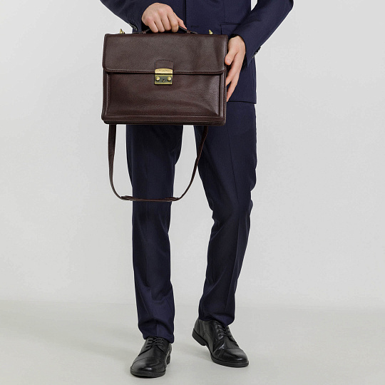 Портфель Dr.Koffer из натуральной кожи темно-коричневый