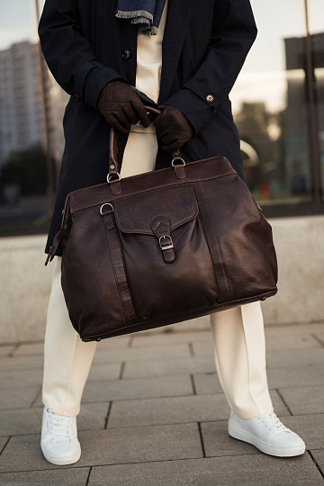 Сумка дорожная Dr.Koffer из натуральной кожи коричневая