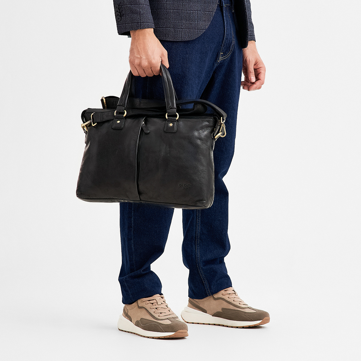 Деловая сумка Dr.Koffer из натуральной кожи черная