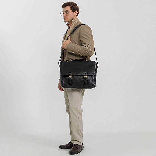 Портфель Dr.Koffer из натуральной кожи черный