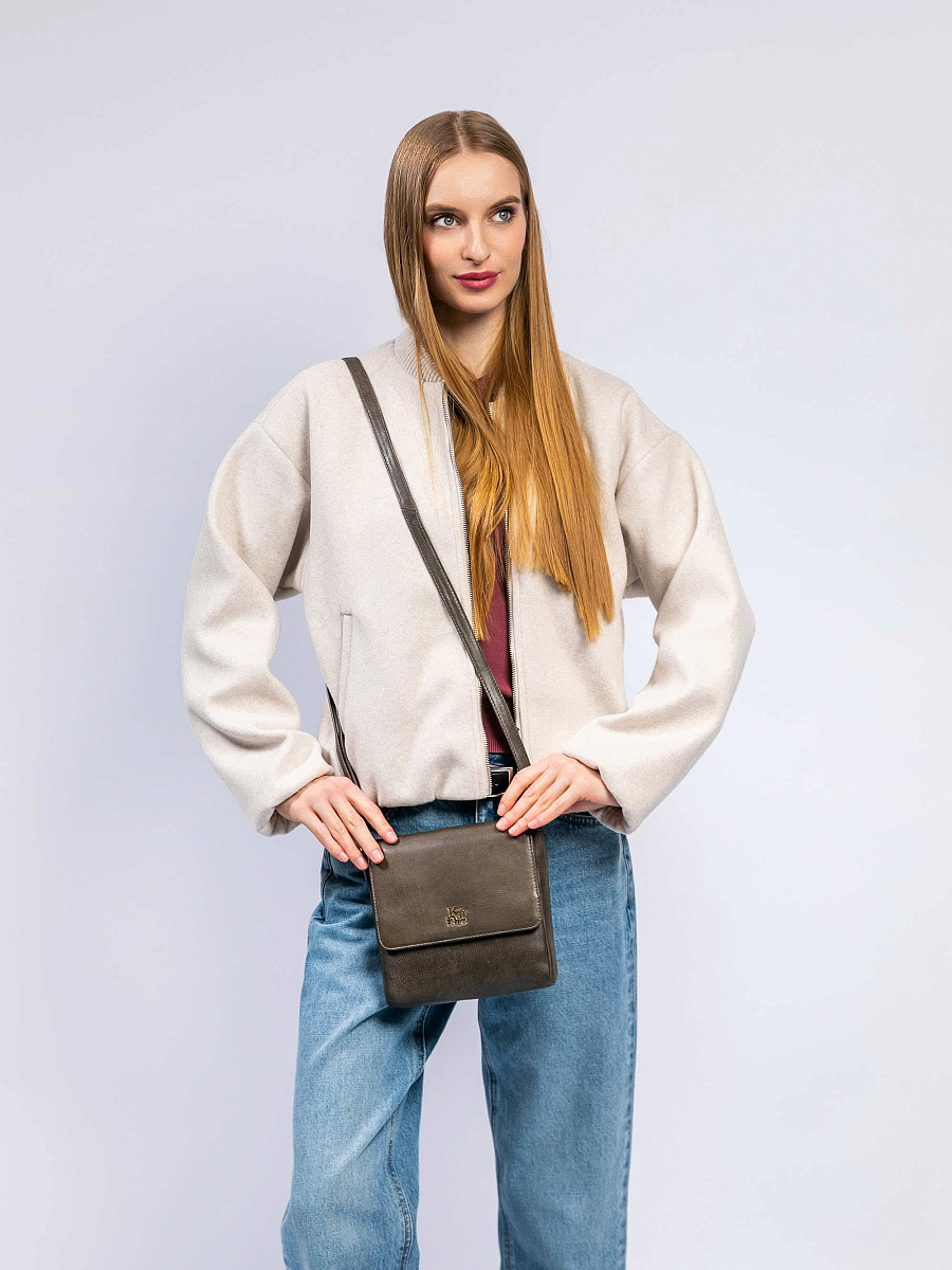 Женская сумка Dr. Koffer из натуральной кожи серая