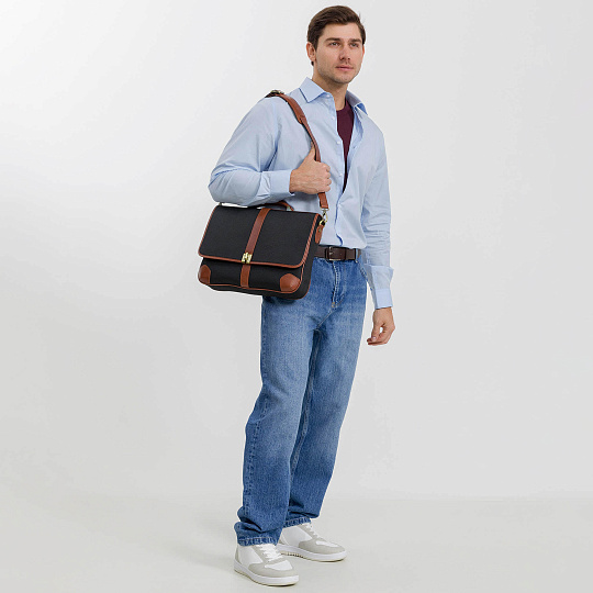 Портфель Dr.Koffer из нейлона и натуральной кожи