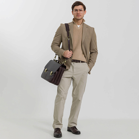 Портфель Dr.Koffer из натуральной кожи темно-коричневый