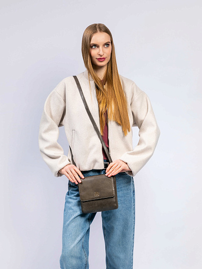 Женская сумка Dr. Koffer из натуральной кожи серая