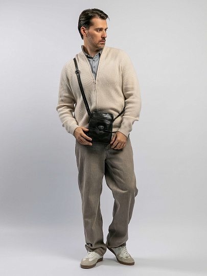 Сумка через плечо Dr.Koffer из натуральной кожи черная