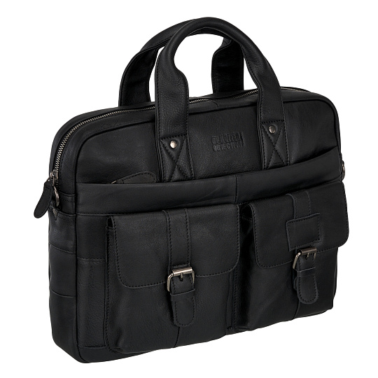 Деловая сумка Dr.Koffer из натуральной кожи черная