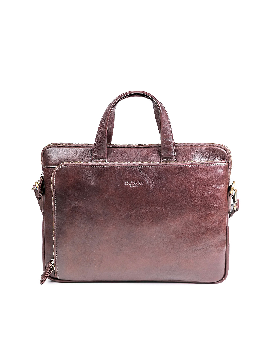 Деловая сумка Dr.Koffer из натуральной кожи темно-коричневая