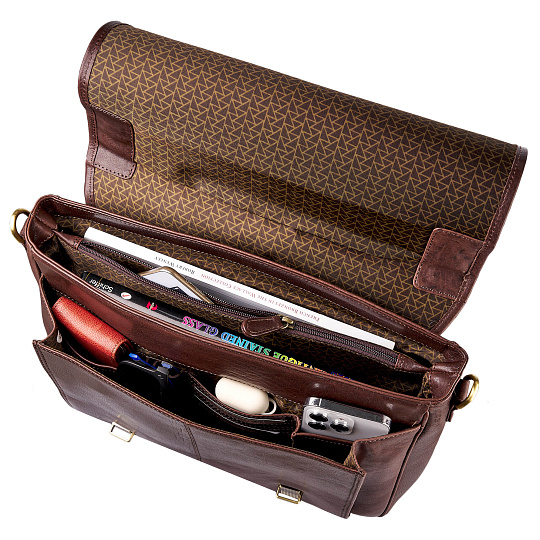 Портфель Dr.Koffer из натуральной кожи темно-коричневый