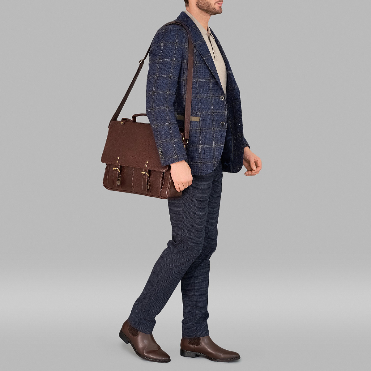 Портфель Dr.Koffer из натуральной кожи темно-коричневый