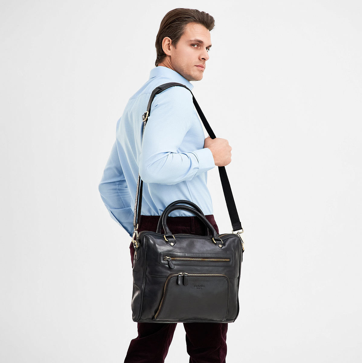 Деловая сумка Dr.Koffer из натуральной кожи черная