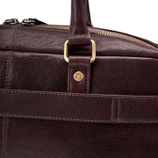 Деловая сумка Dr.Koffer из натуральной кожи темно-коричневая