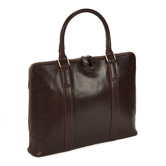 Деловая сумка Dr.Koffer из натуральной кожи темно-коричневая