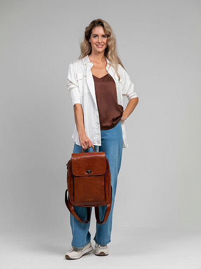 Рюкзак Dr.Koffer из натуральной кожи светло-коричневый