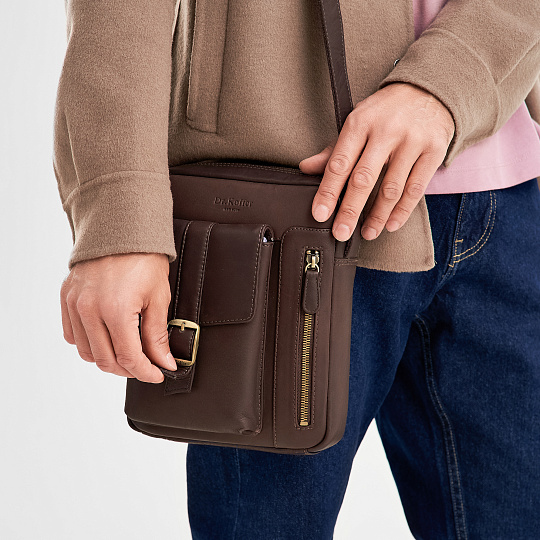 Сумка через плечо Dr.Koffer из натуральной кожи коричневая