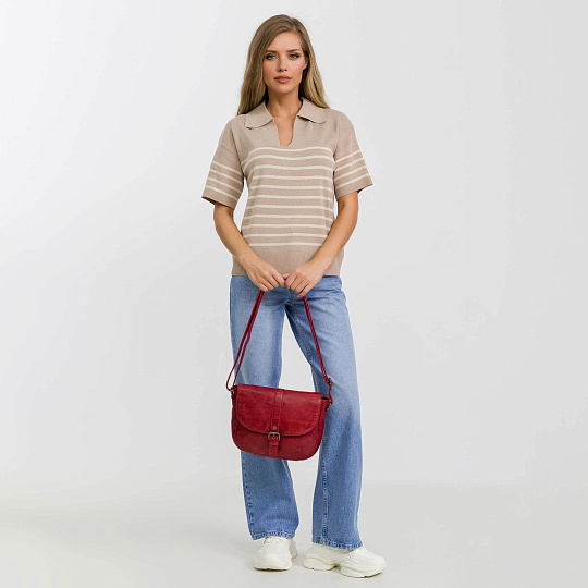 Сумка через плечо Dr.Koffer из натуральной кожи красная