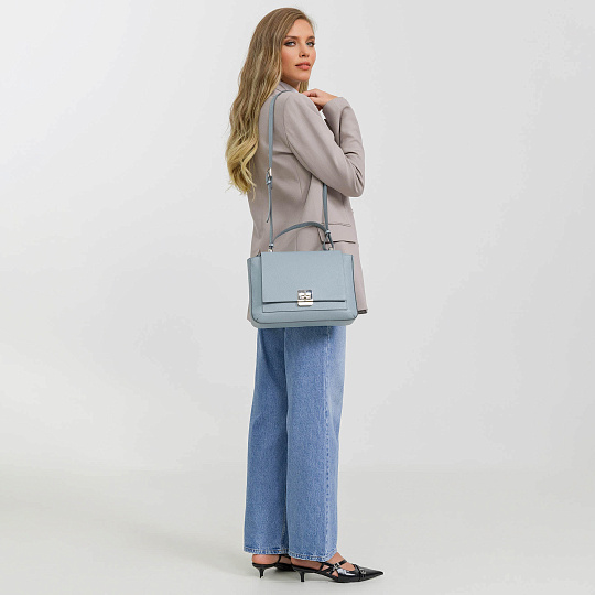 Женская сумка Dr. Koffer из натуральной кожи голубая