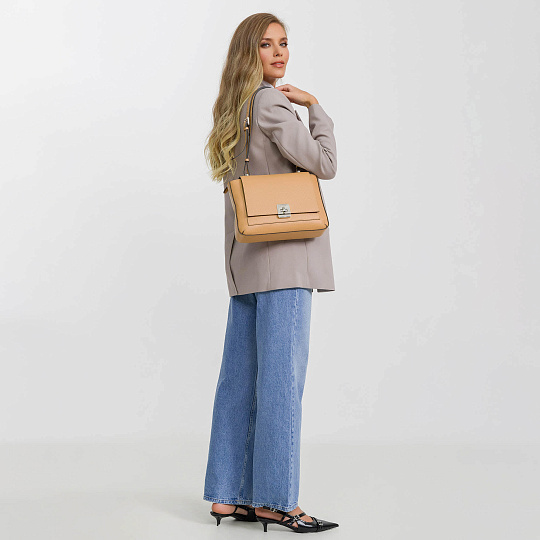 Женская сумка Dr. Koffer из натуральной кожи бежевая