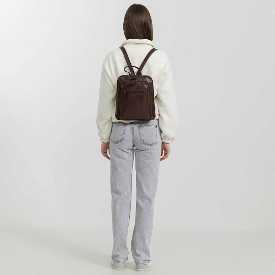 Рюкзак Dr.Koffer из натуральной кожи темно-коричневый