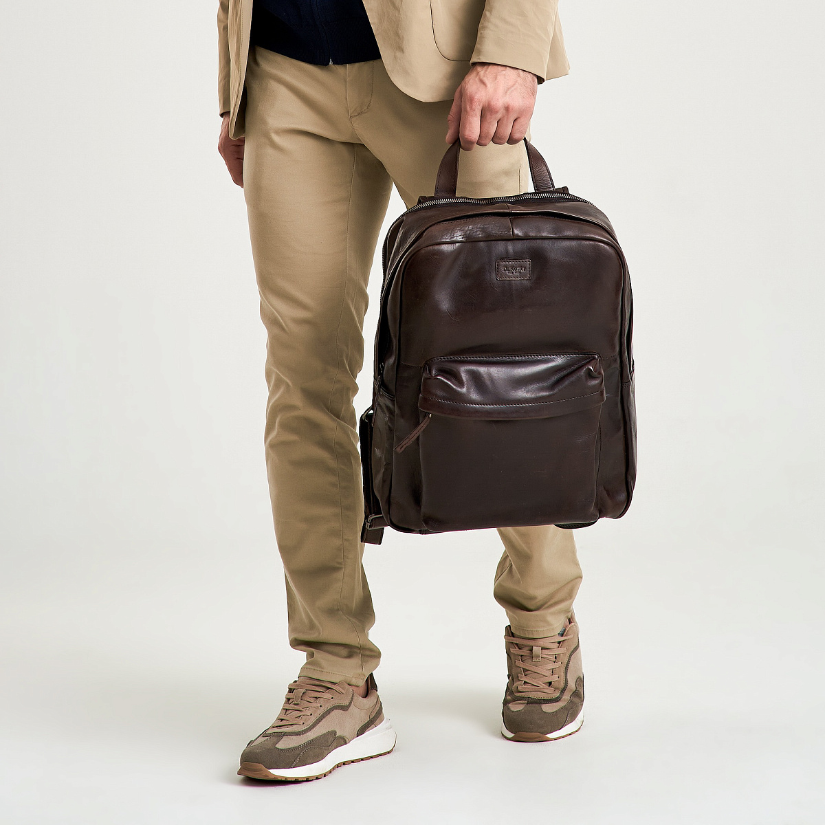 Рюкзак Dr.Koffer из натуральной кожи темно-коричневый