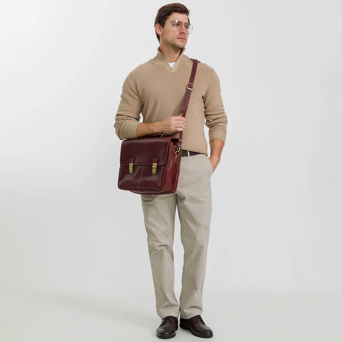 Портфель Dr.Koffer из натуральной кожи светло-коричневый