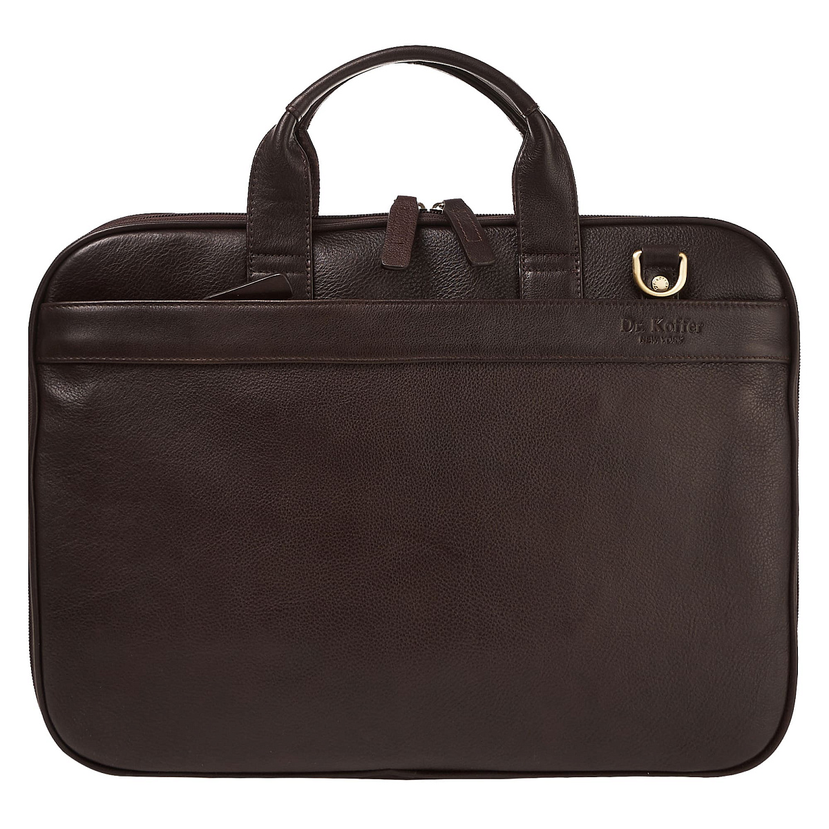 Деловая сумка Dr.Koffer из натуральной кожи темно-коричневая
