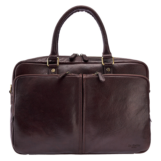 Деловая сумка Dr.Koffer из натуральной кожи темно-коричневая
