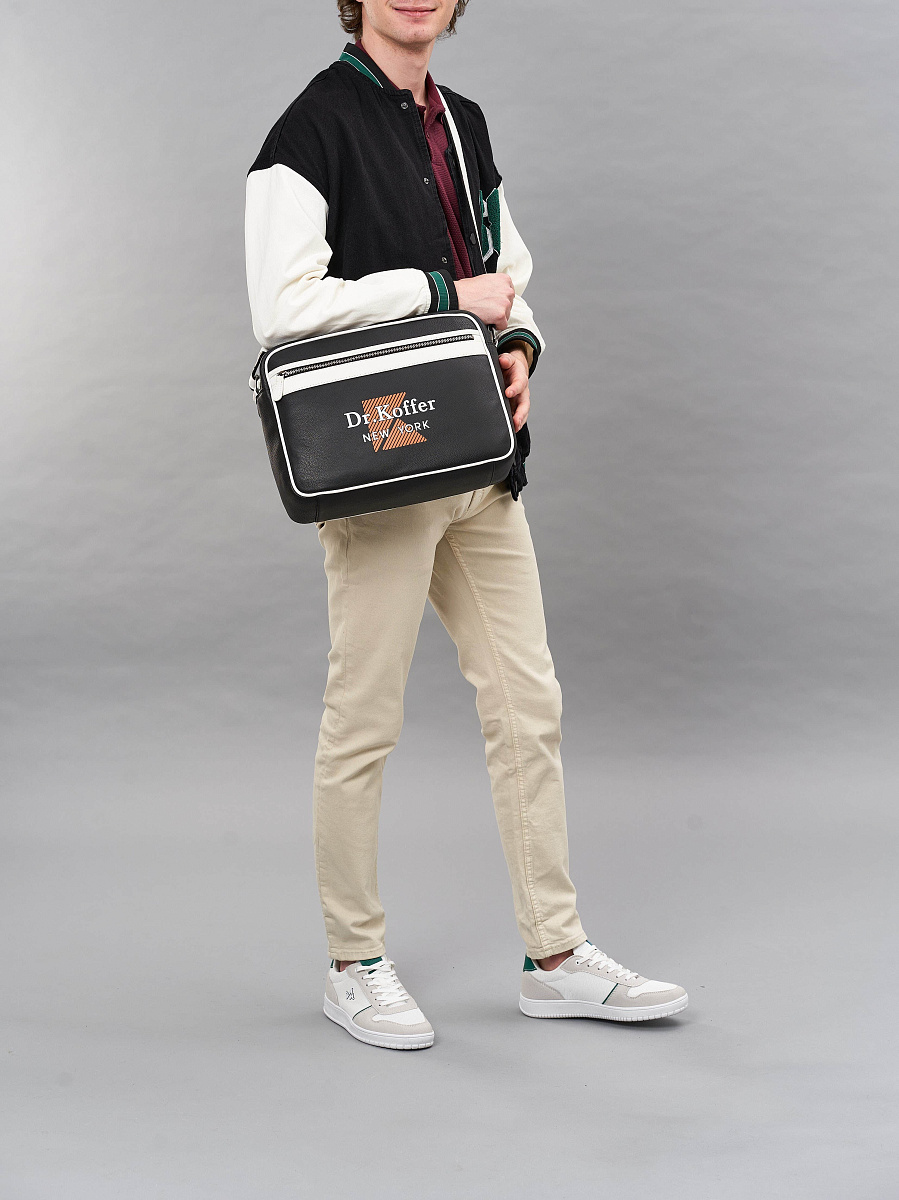 Сумка через плечо Dr.Koffer из натуральной кожи черная