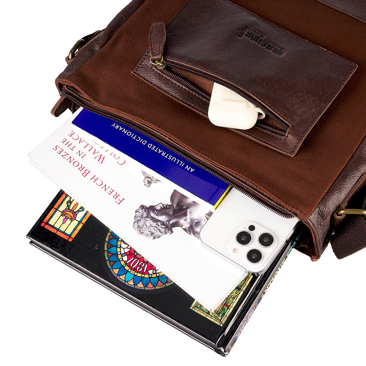 Сумка через плечо Dr.Koffer из натуральной кожи коричневая