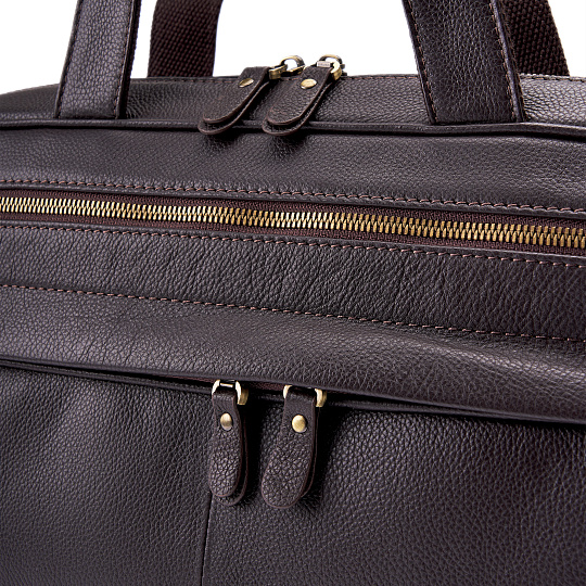 Деловая сумка Dr.Koffer из натуральной кожи темно-коричневая