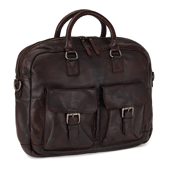 Деловая сумка Dr.Koffer из натуральной кожи темно-коричневая